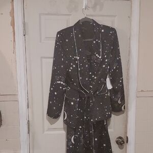Eloquii Women's Black Starry Night Jacket And Pant 2 Piece Suit Set Sz 16 New
